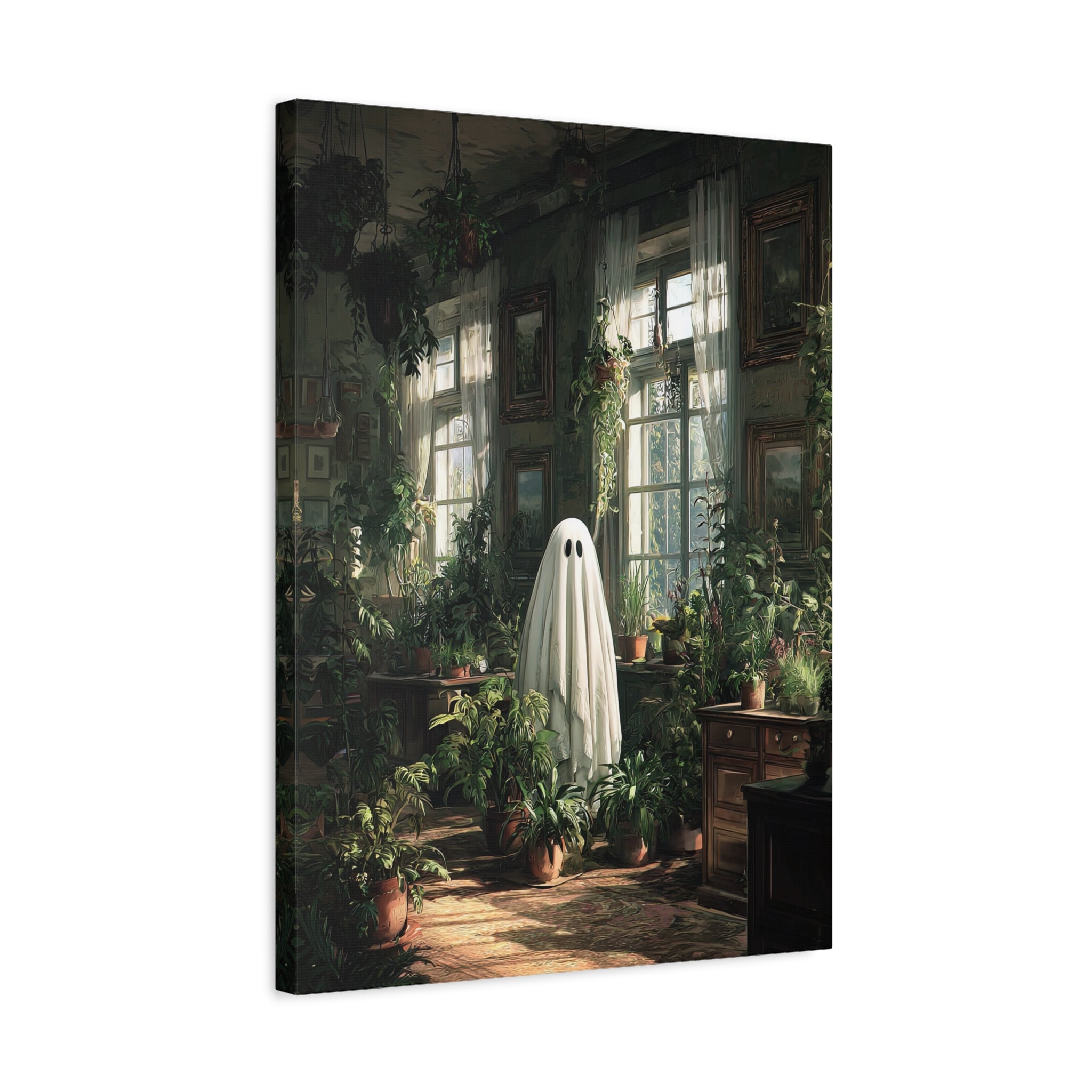 1.25" Matte Canvas - Ghost Among Houseplants