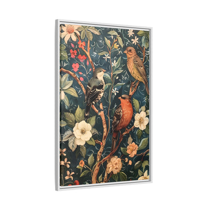 Framed Canvas - Robin and Sparrow Symphony
