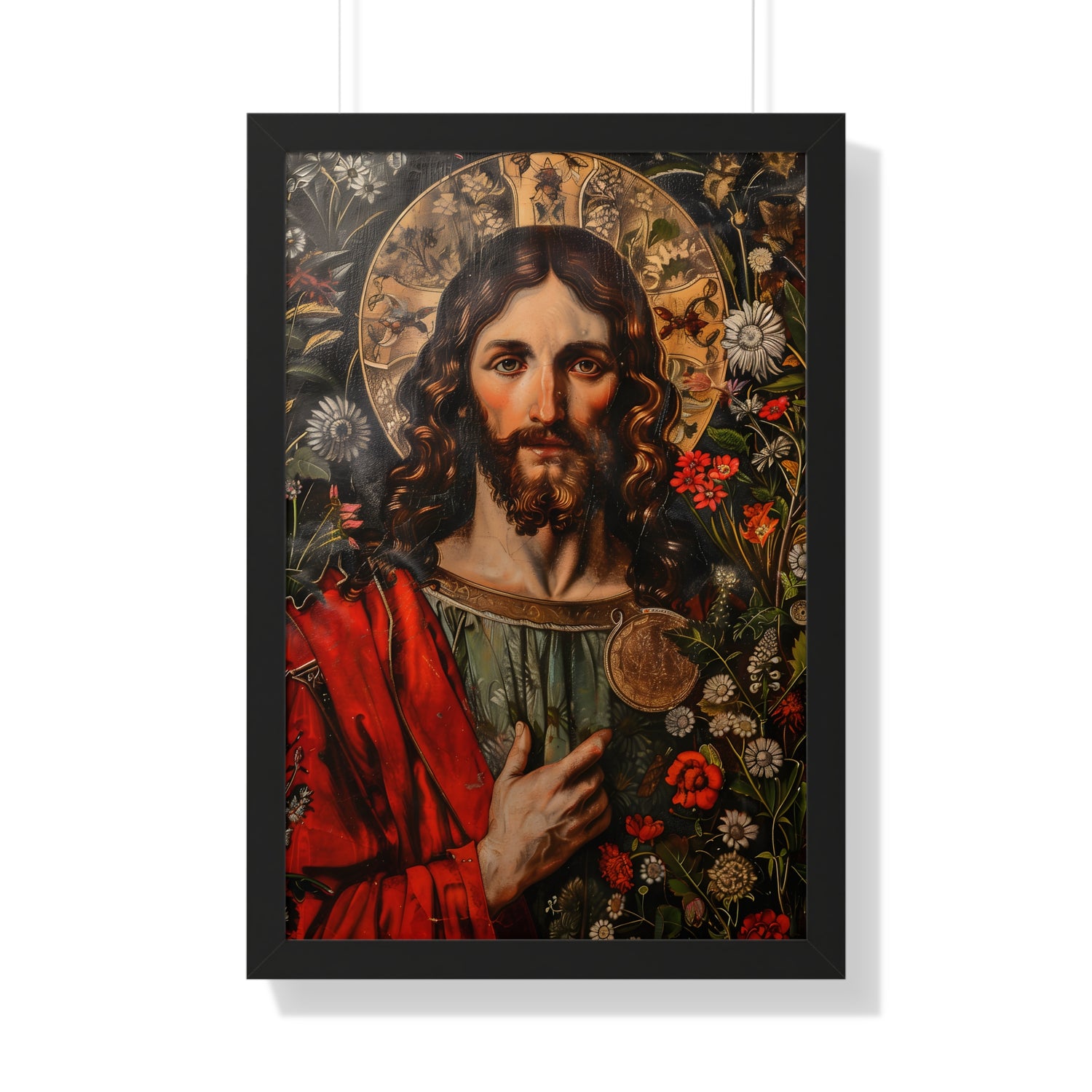 Framed Paper Print - Sacred Floral Savior