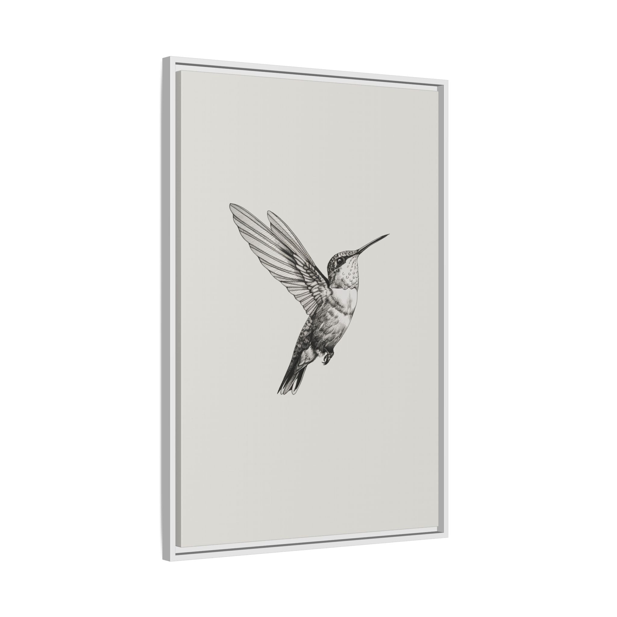 Framed Canvas - Flying Hummingbird Line Study