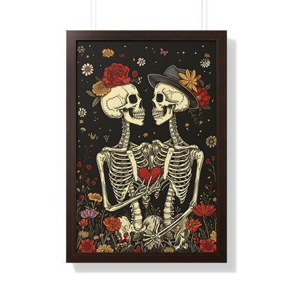 Framed Paper Print - Eternal Love Skeletons