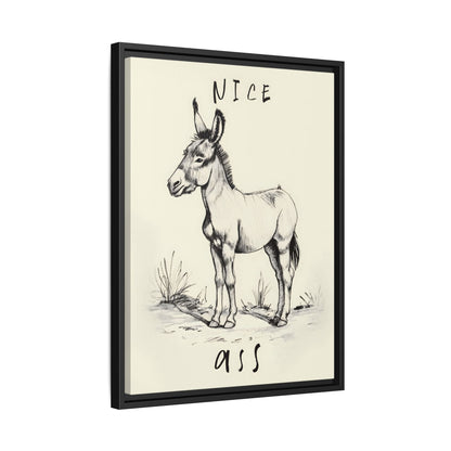 Framed Canvas - Donkey Line Art Humor