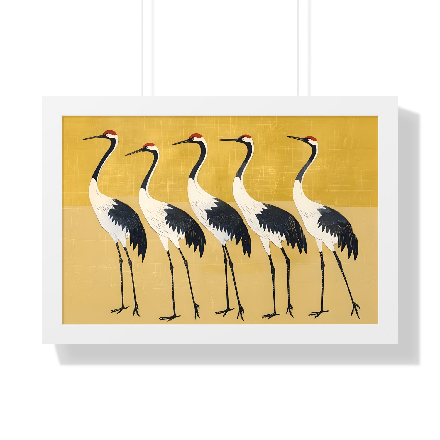 Framed Paper Print - Golden Parade of Cranes