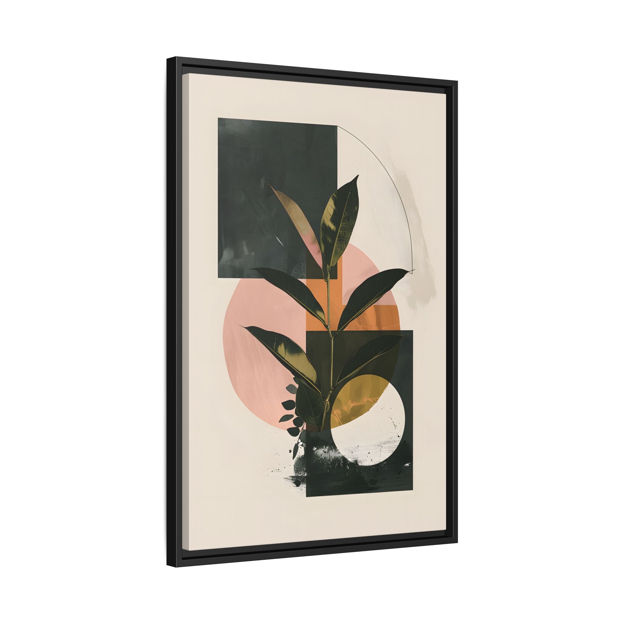 Framed Canvas - Blush Geometry Leafscape
