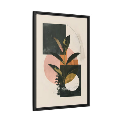 Framed Canvas - Blush Geometry Leafscape
