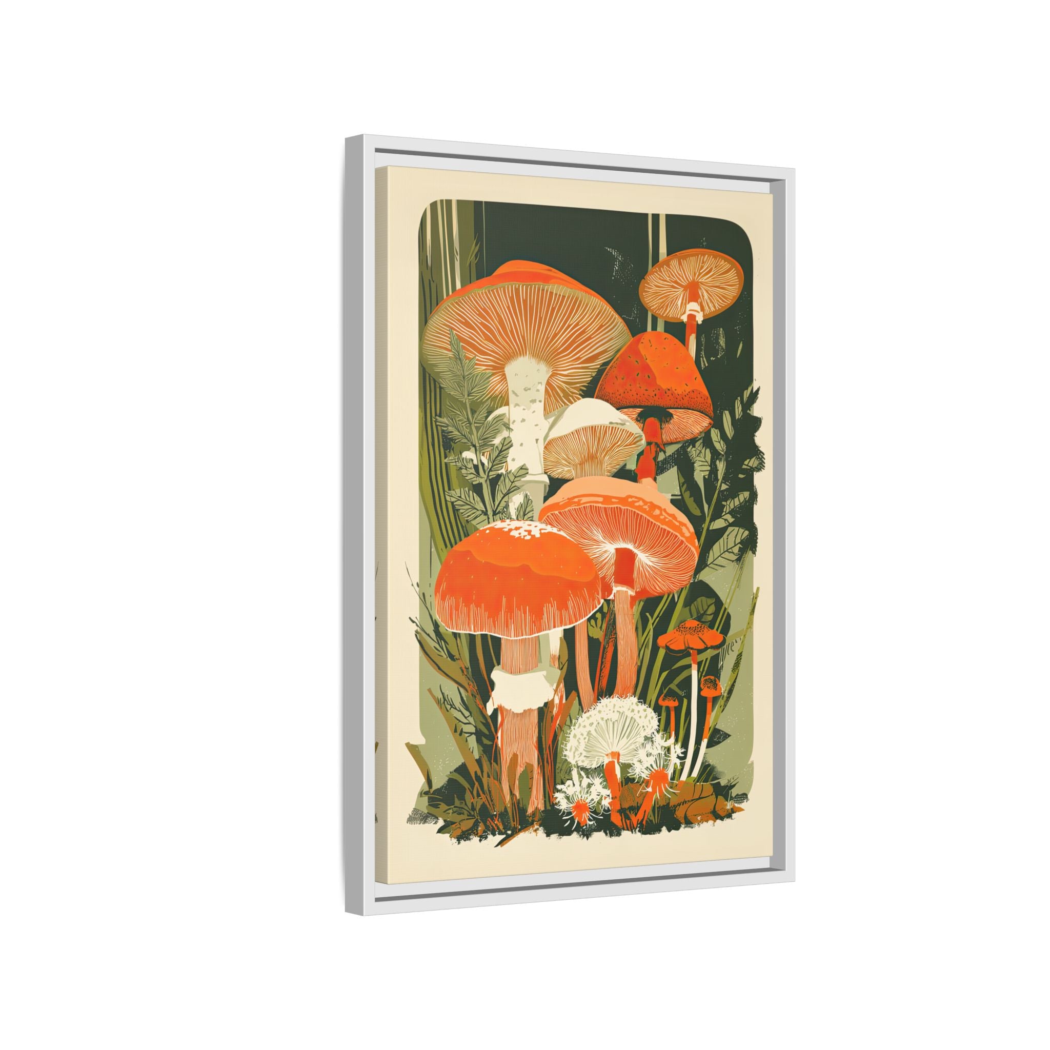 Framed Canvas - Groovy Woodland Mushrooms