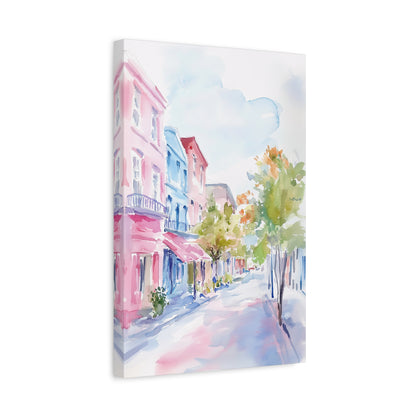 1.25" Matte Canvas - Pastel Charleston Street Scene