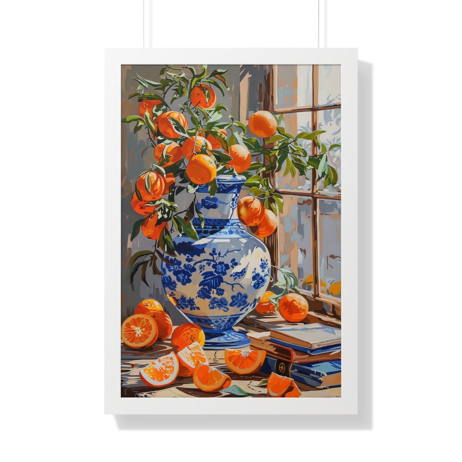 Framed Paper Print - Sunlit Citrus &amp; Porcelain