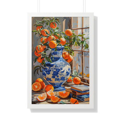 Framed Paper Print - Sunlit Citrus &amp; Porcelain