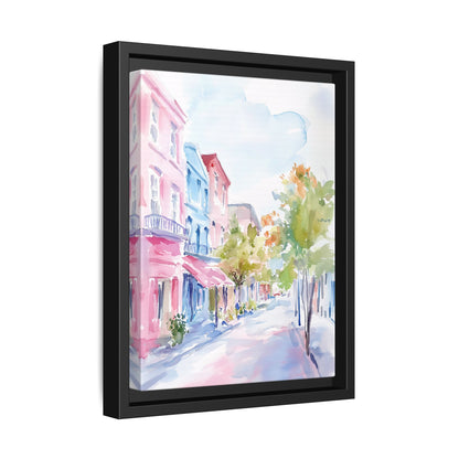 Framed Canvas - Pastel Charleston Street Scene