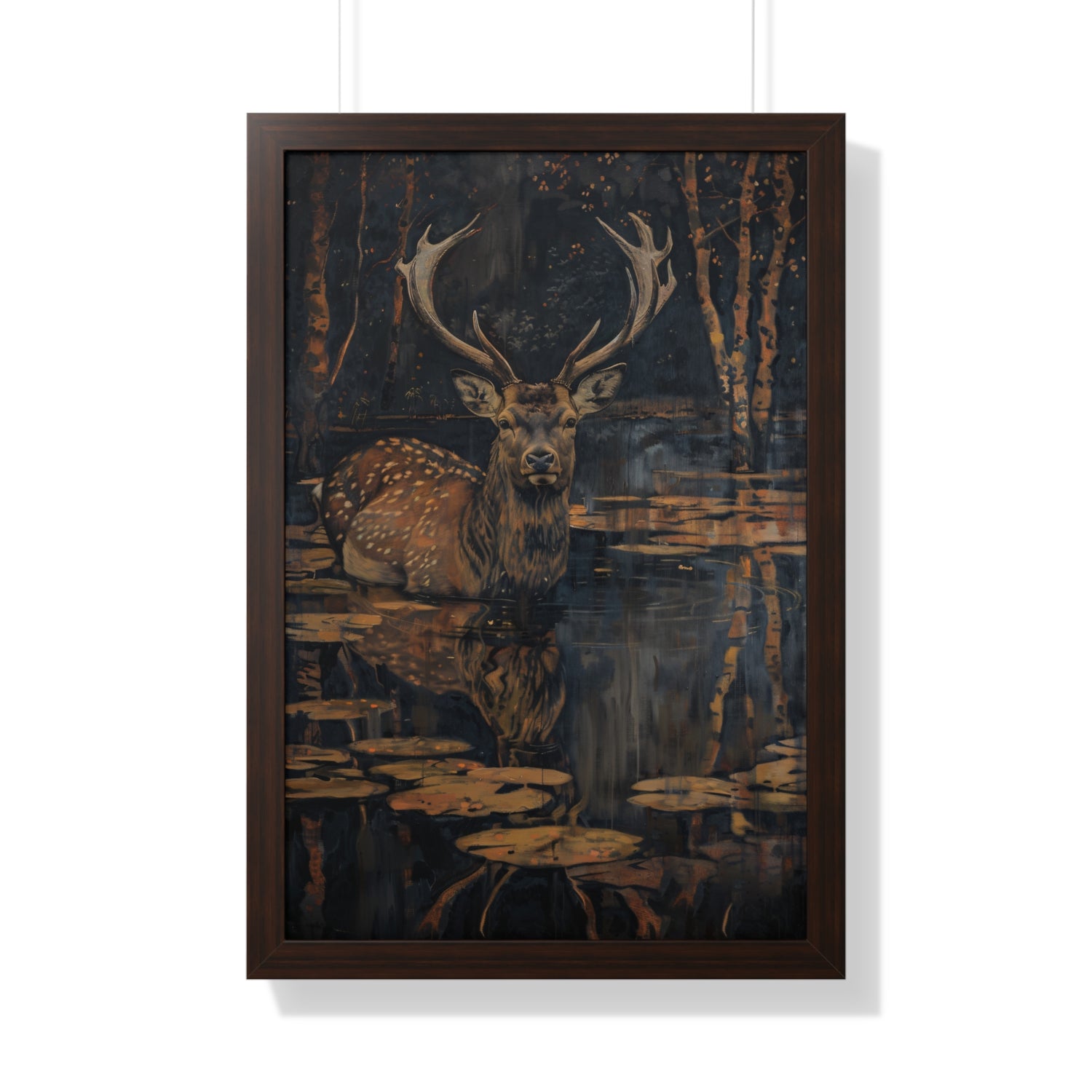 Framed Paper Print - Twilight Stag Reflection