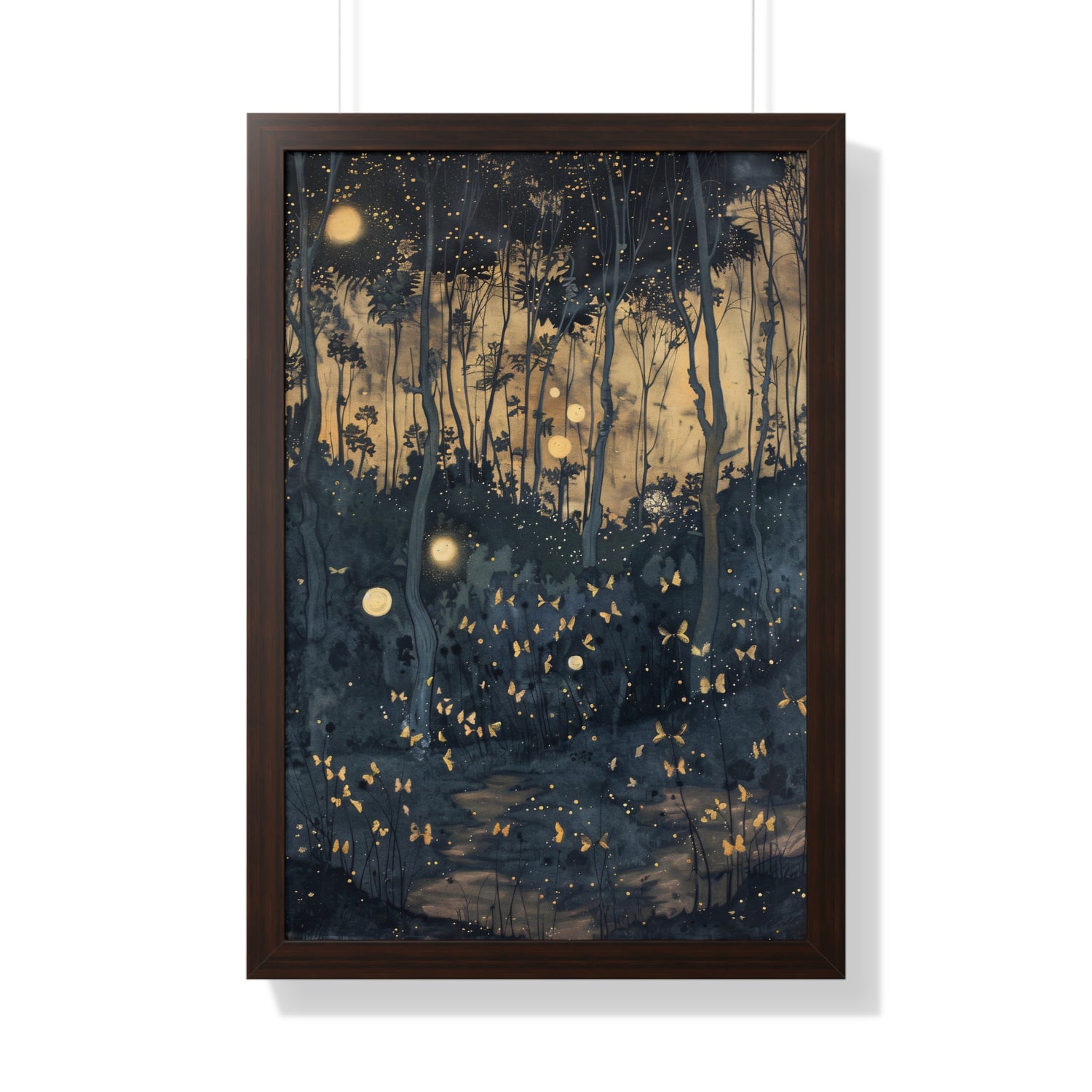 Framed Paper Print - Golden Firefly Nightscape