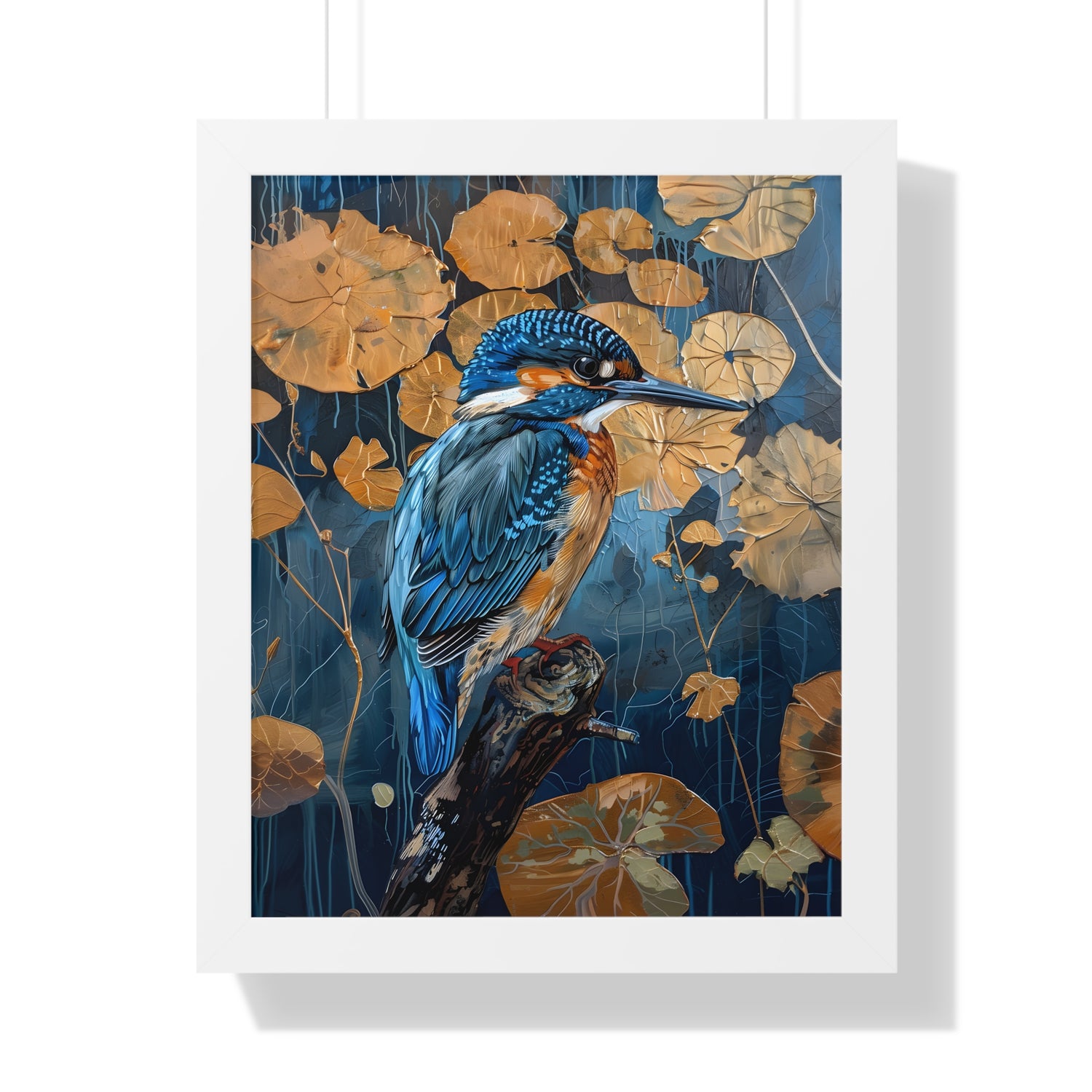 Framed Paper Print - Golden Leaves Kingfisher