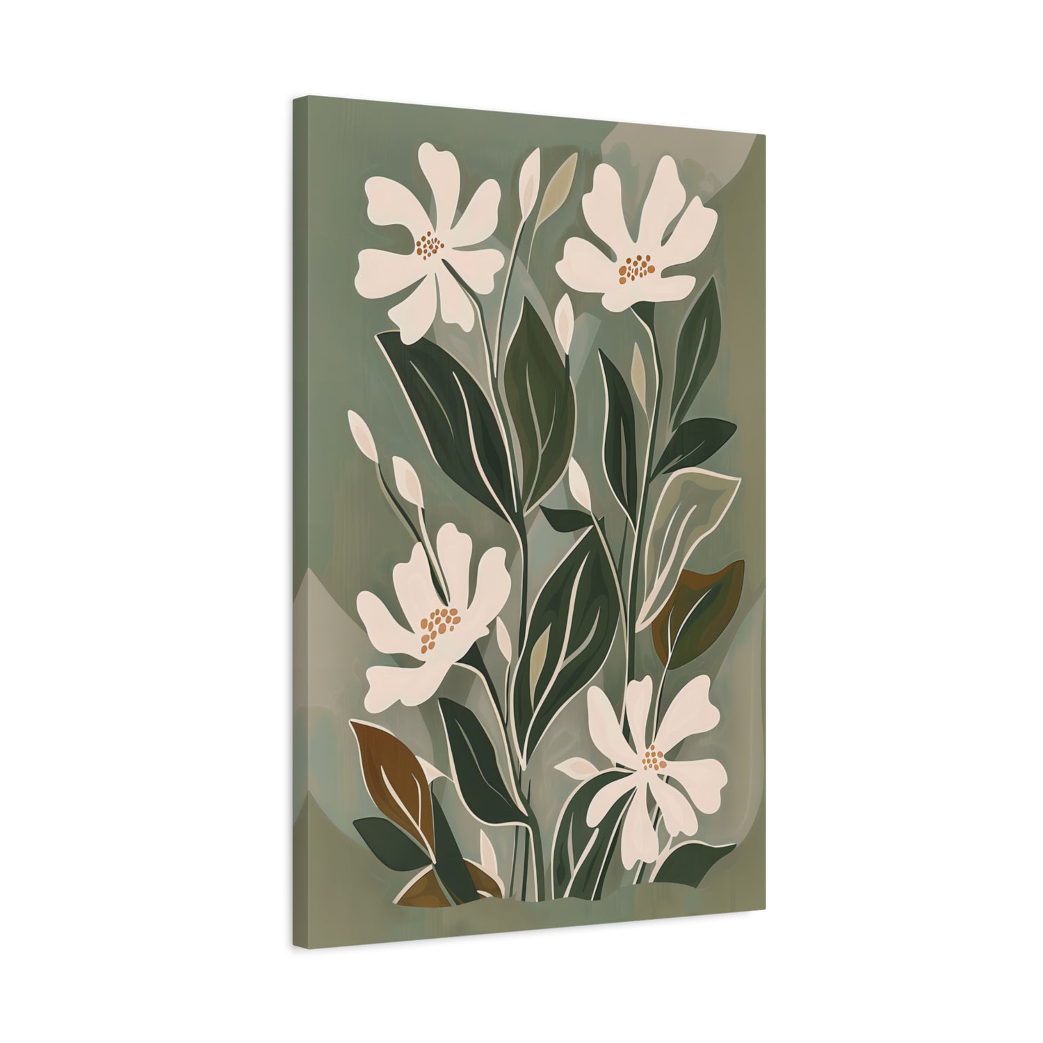 1.25" Matte Canvas - Cream Blooms on Sage Leaves
