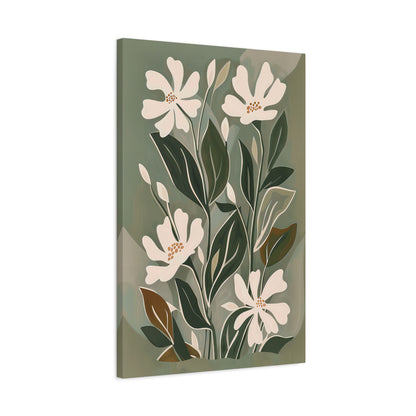 1.25" Matte Canvas - Cream Blooms on Sage Leaves