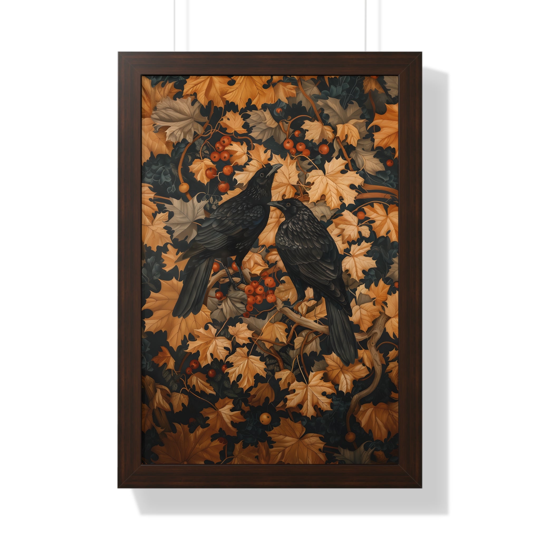 Framed Paper Print - Autumn Rooks in Golden Leaves