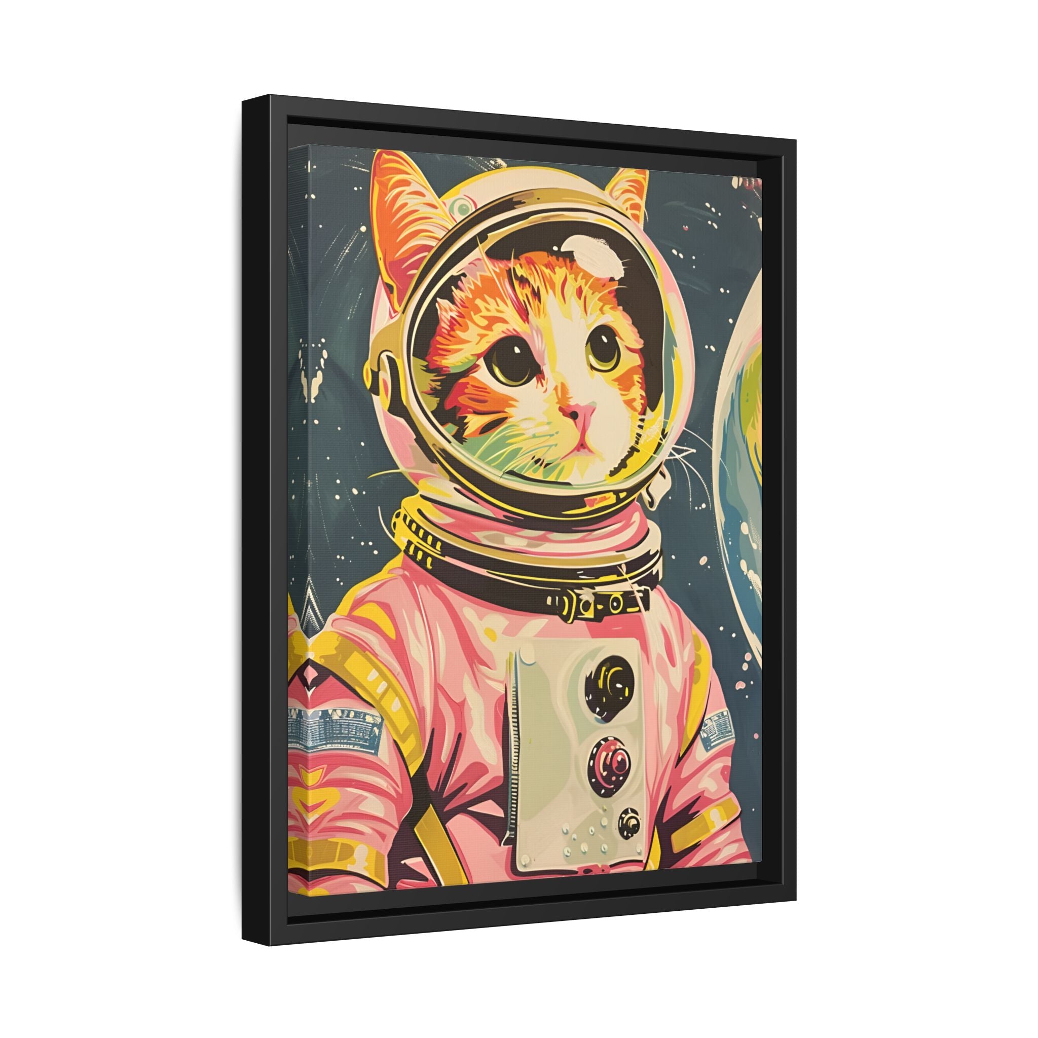 Framed Canvas - Catstronaut Pink Mission