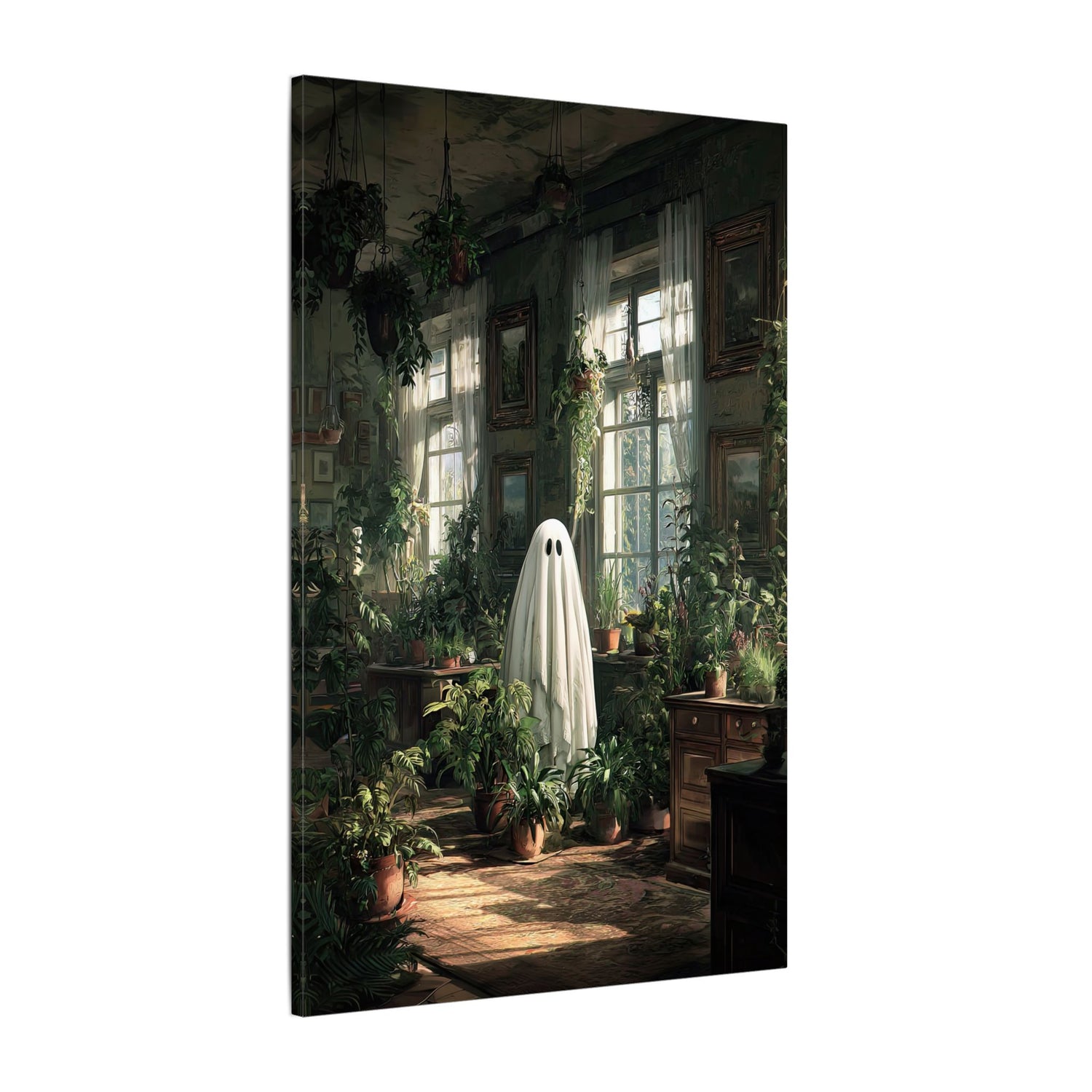 .75" Matte Canvas - Ghost Among Houseplants