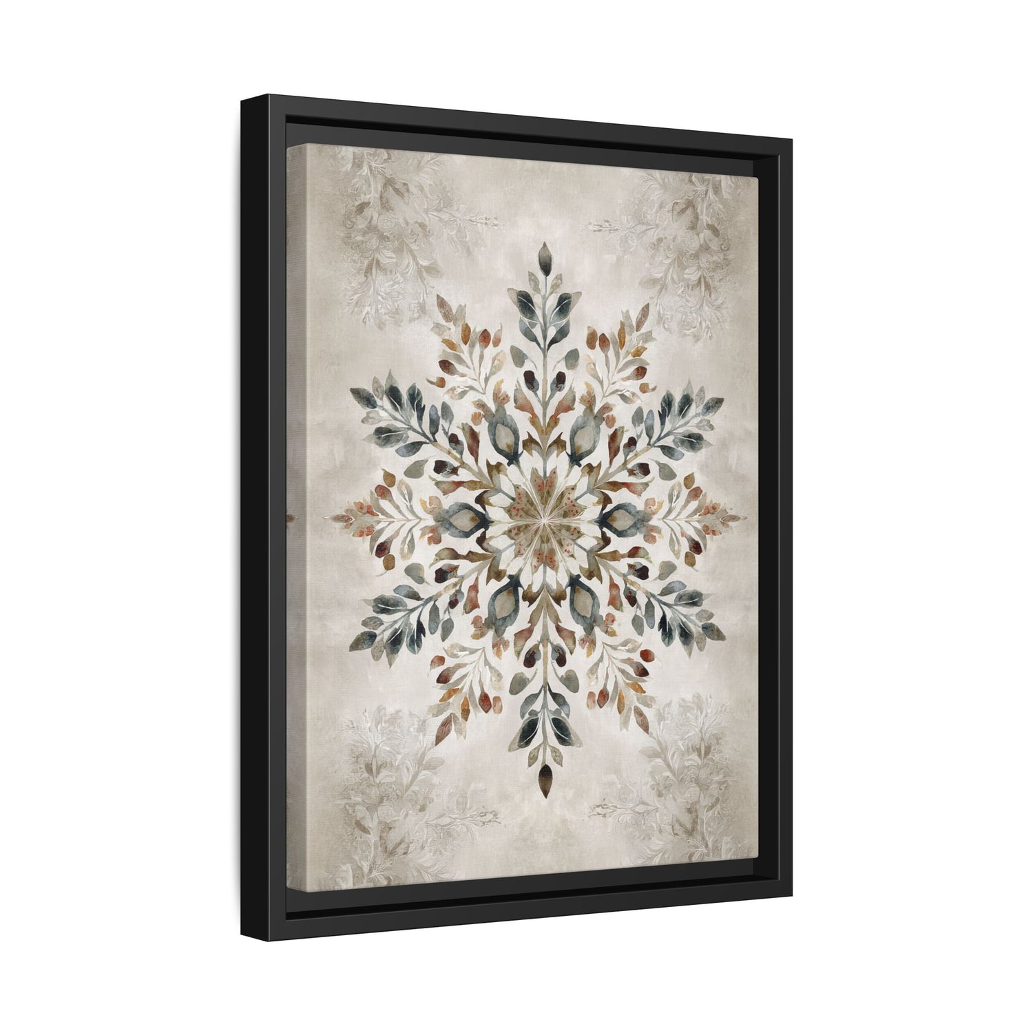 Framed Canvas - Nordic Botanical Snowflake