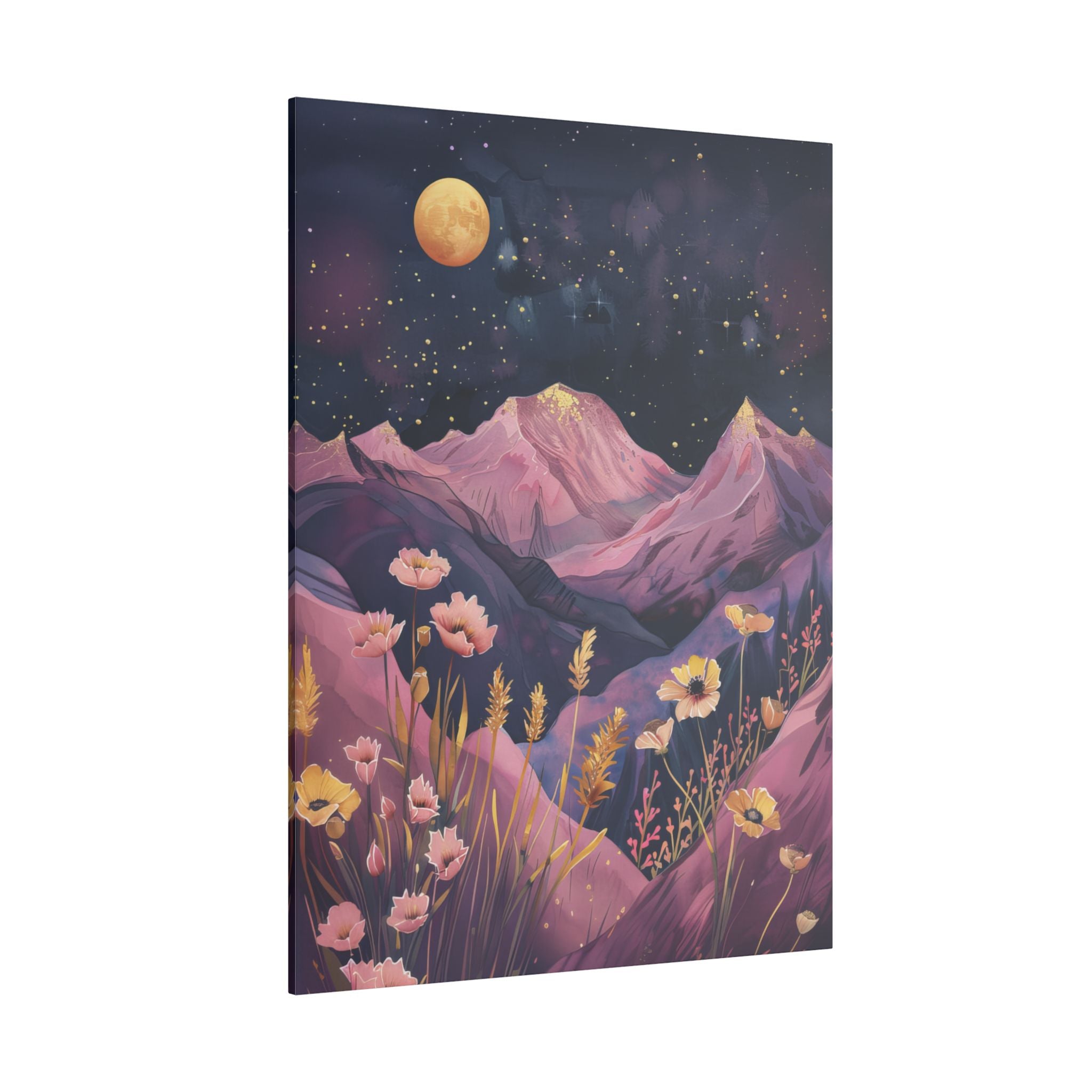 .75" Matte Canvas - Golden Moon Over Lavender Peaks