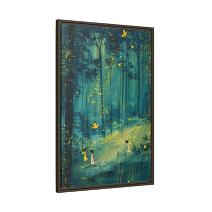 Framed Canvas - Enchanted Firefly Forest