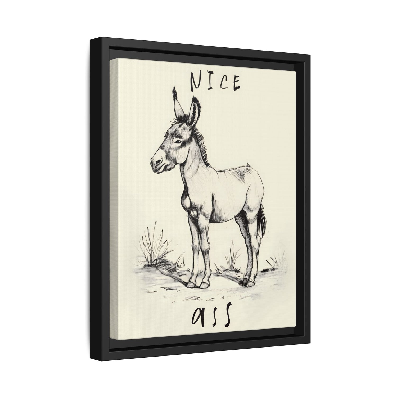 Framed Canvas - Donkey Line Art Humor