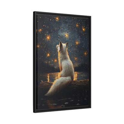 Framed Canvas - Stargazing Fox Reverie