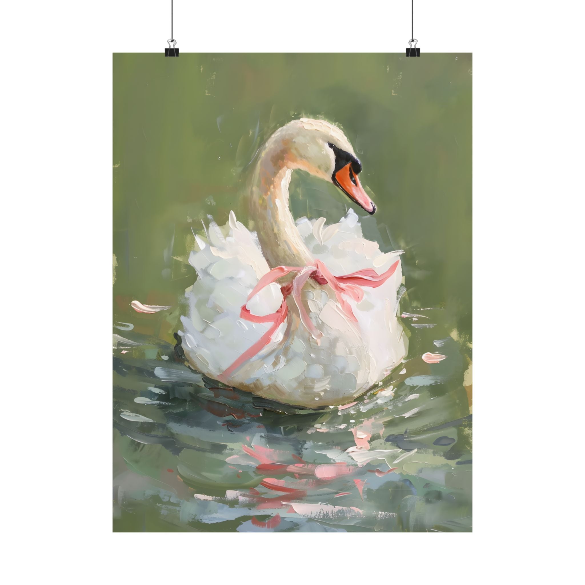 Ballet Swan in Pink Bow