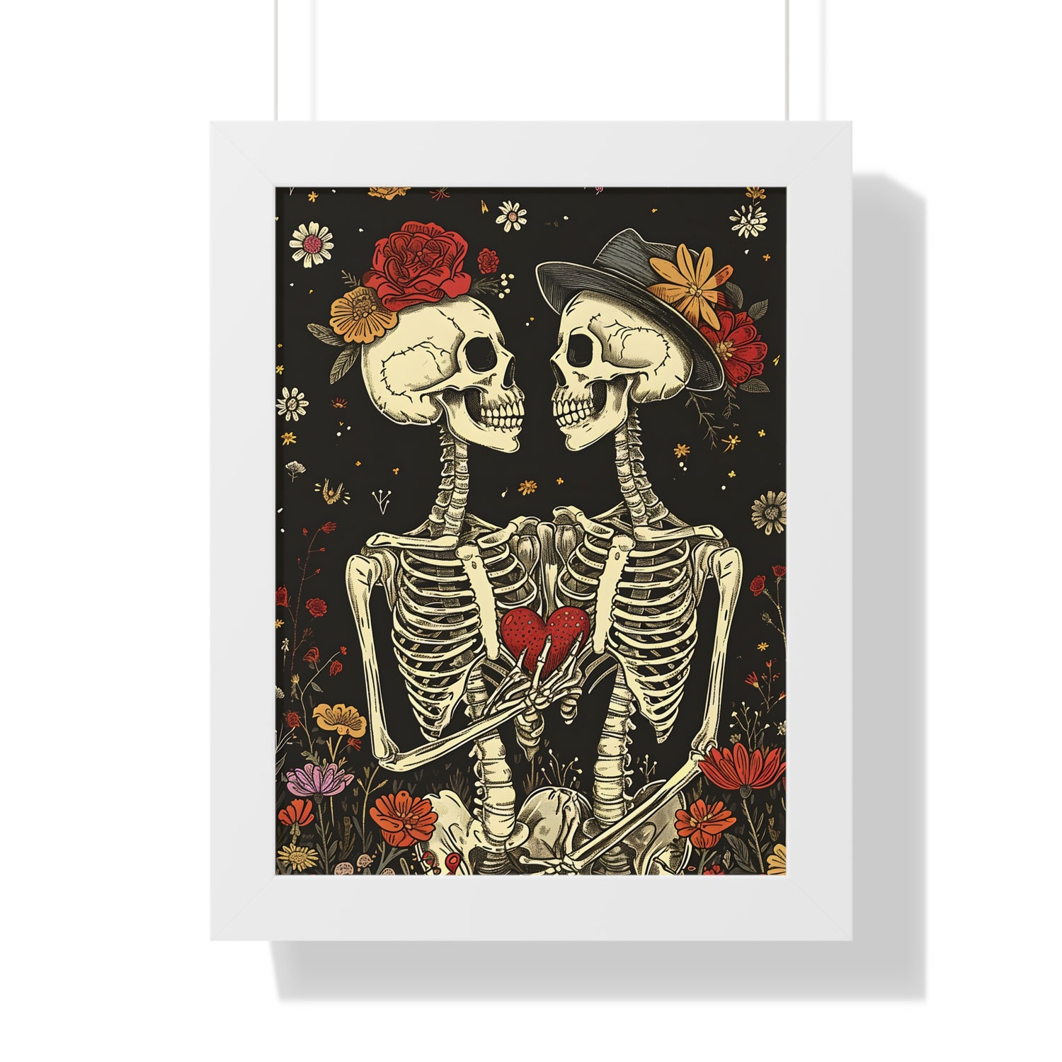 Framed Paper Print - Eternal Love Skeletons