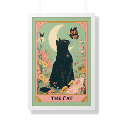 Framed Paper Print - Moonlight Familiar Tarot Cat