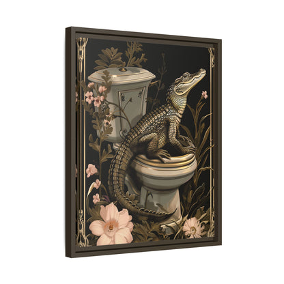 Framed Canvas - Toilet Gator Floral Surprise