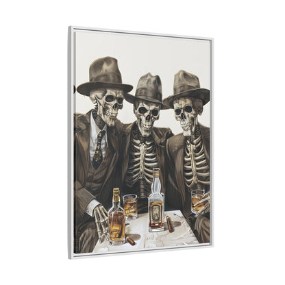 Framed Canvas - Skeleton Whiskey Gentlemen