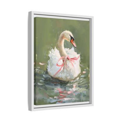 Framed Canvas - Ballet Swan in Pink Bow