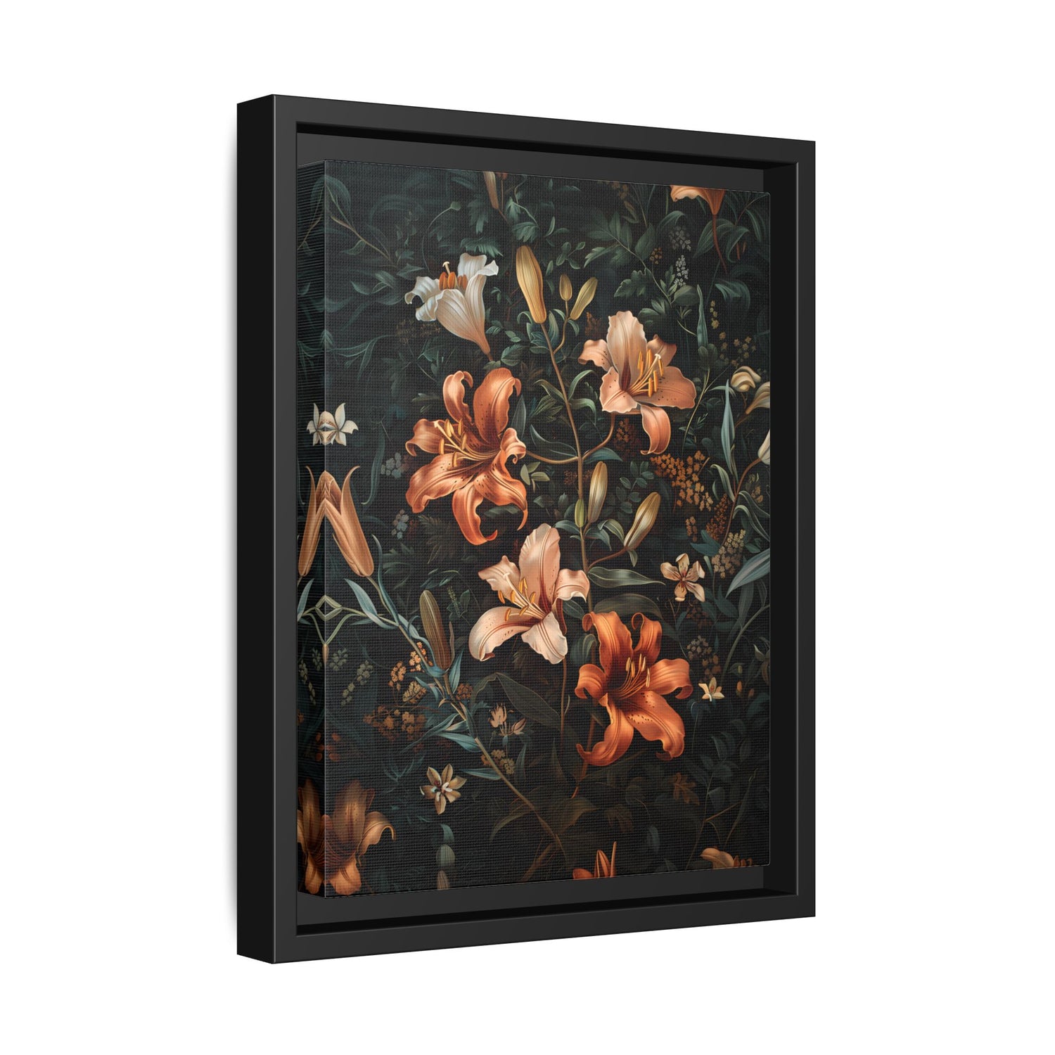 Framed Canvas - Elegant Blooming Lilies