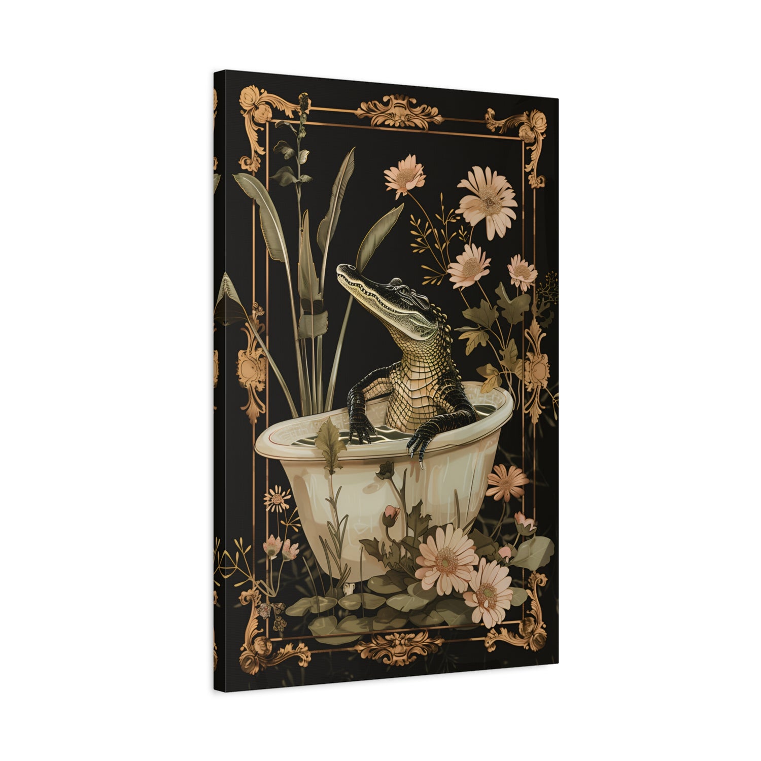 1.25" Matte Canvas - Crocodile in Bloom Bath Bliss