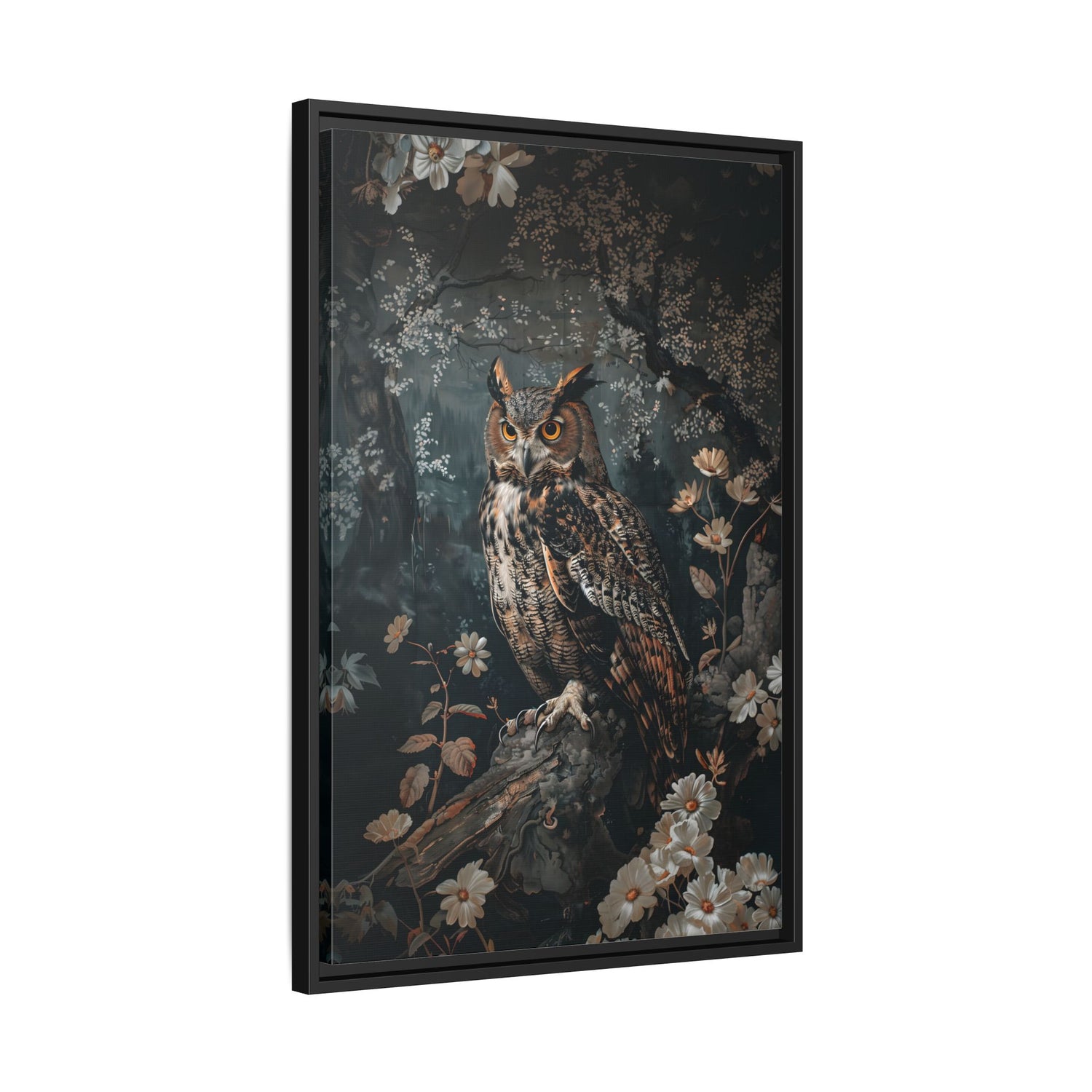 Framed Canvas - Midnight Watchful Owl