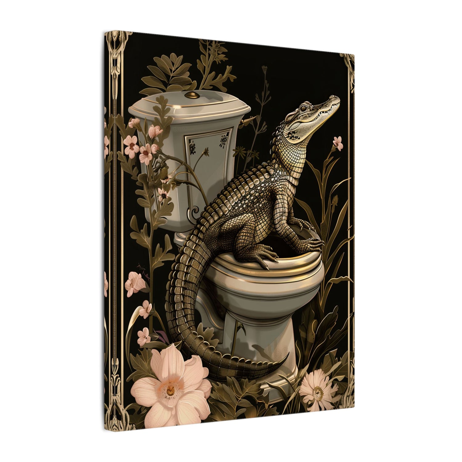 .75" Matte Canvas - Toilet Gator Floral Surprise