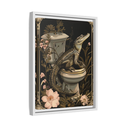 Framed Canvas - Toilet Gator Floral Surprise