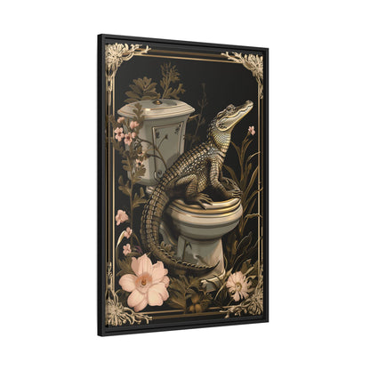 Framed Canvas - Toilet Gator Floral Surprise