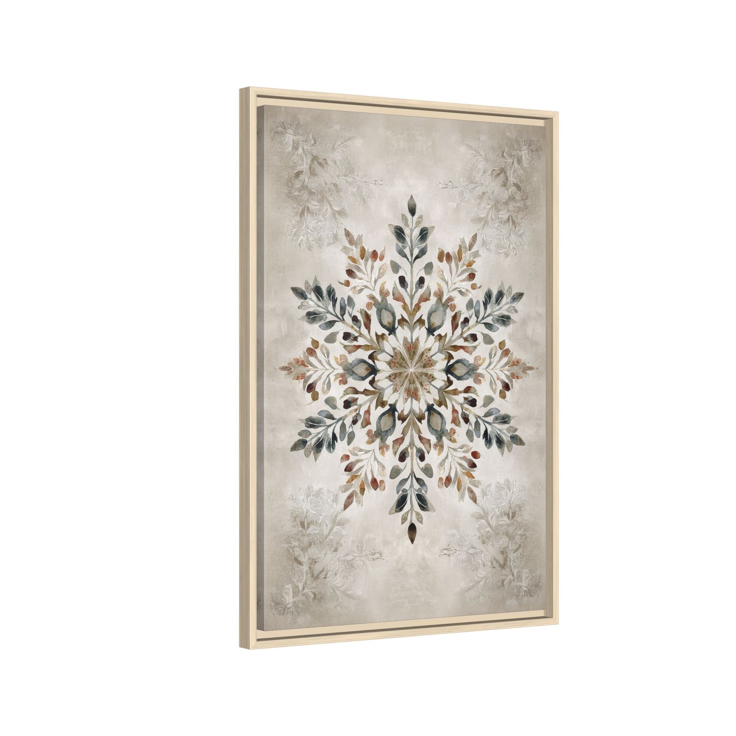 Framed Canvas - Nordic Botanical Snowflake
