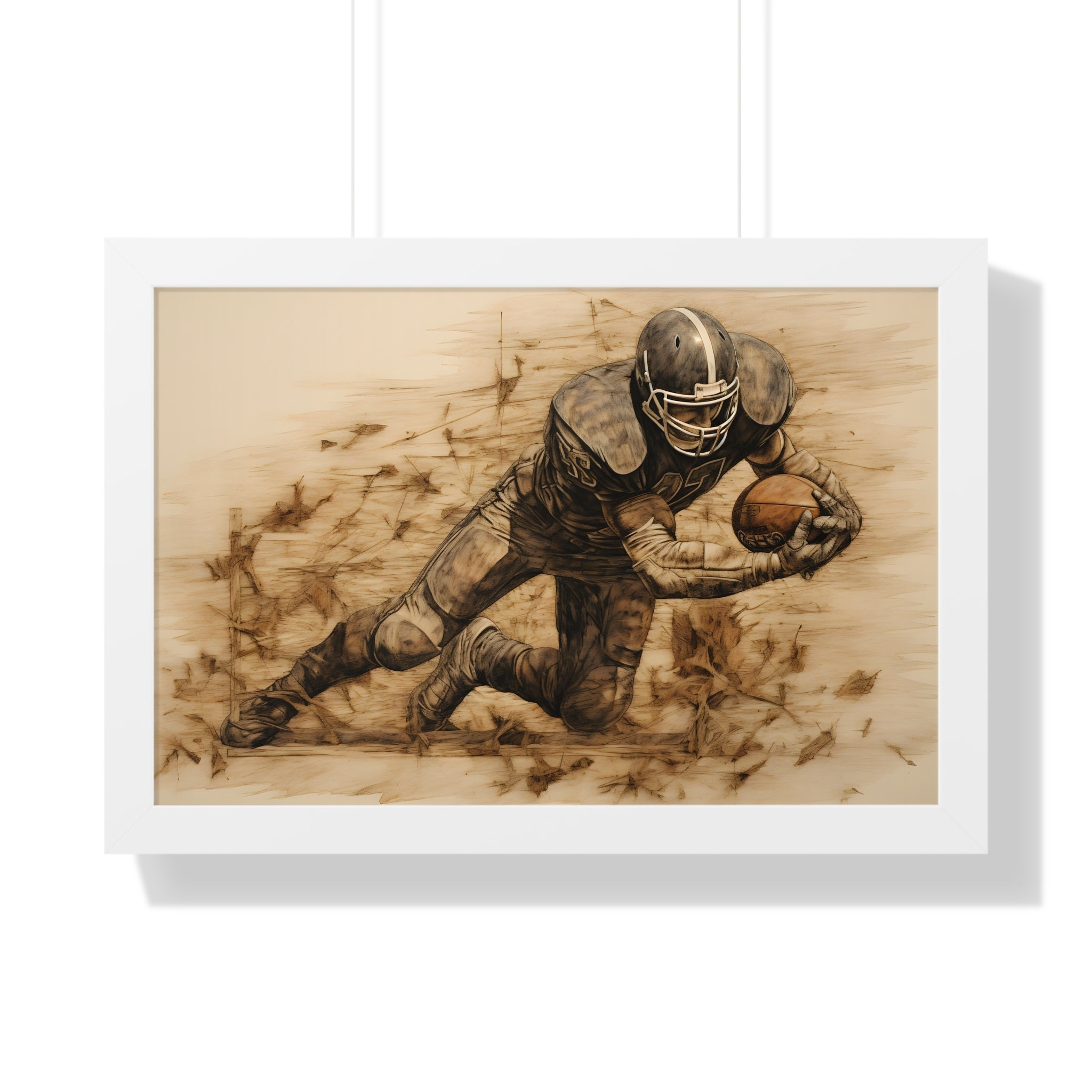 Framed Paper Print - Rustic Quarterback Dive