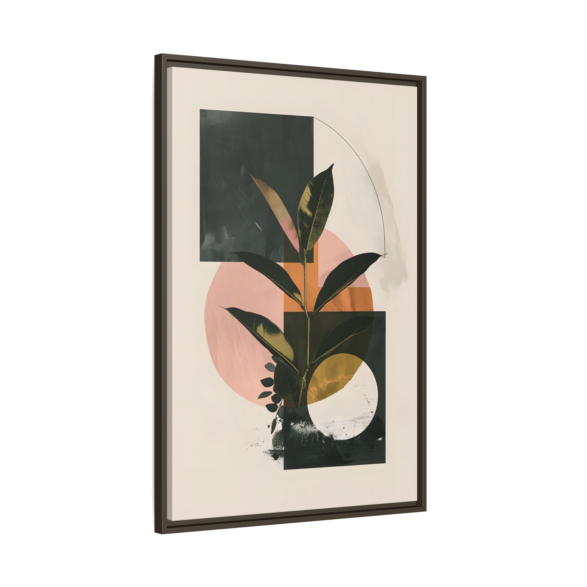 Framed Canvas - Blush Geometry Leafscape