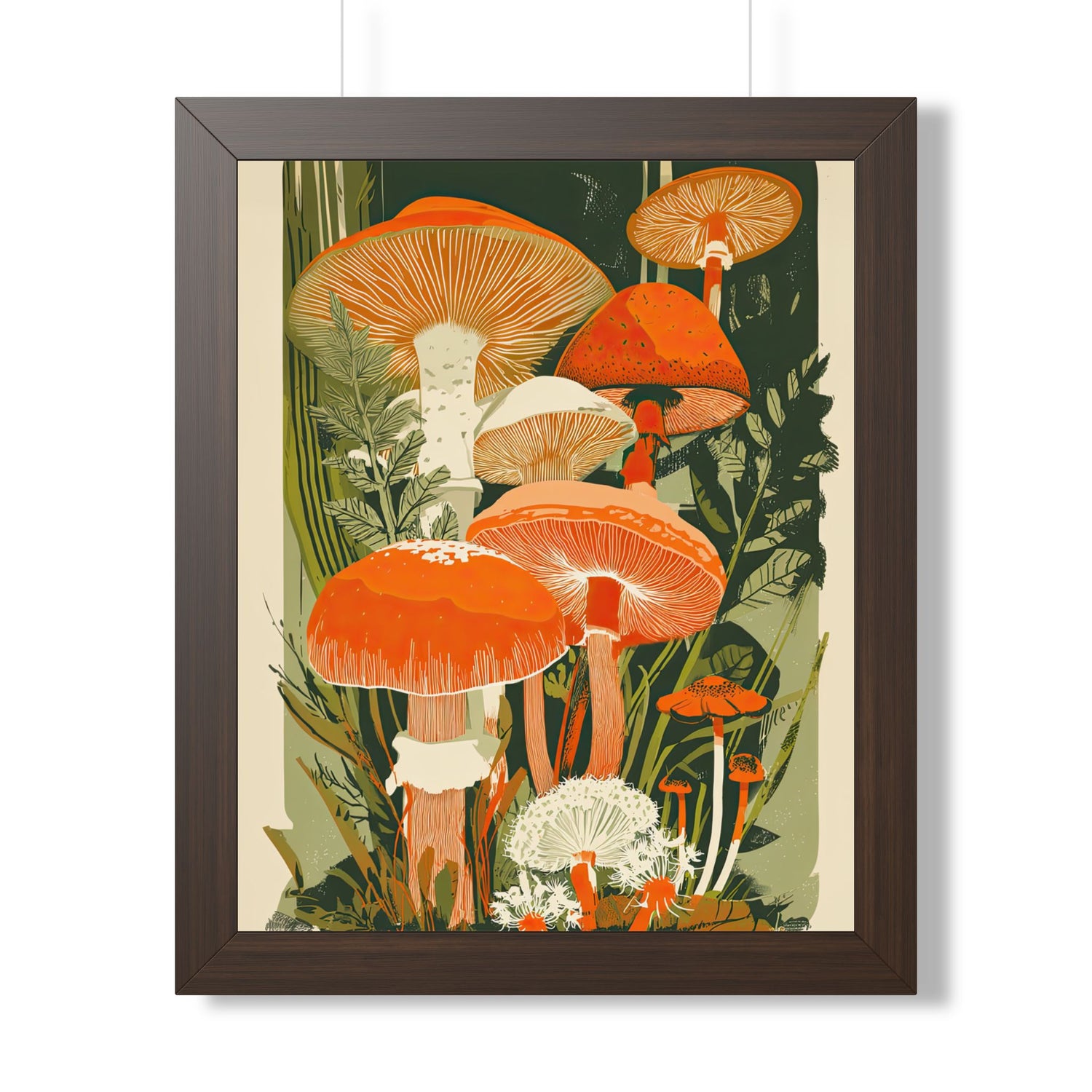 Framed Paper Print - Groovy Woodland Mushrooms