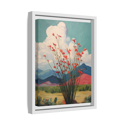 Framed Canvas - Ocotillo Cactus Desert Bloom