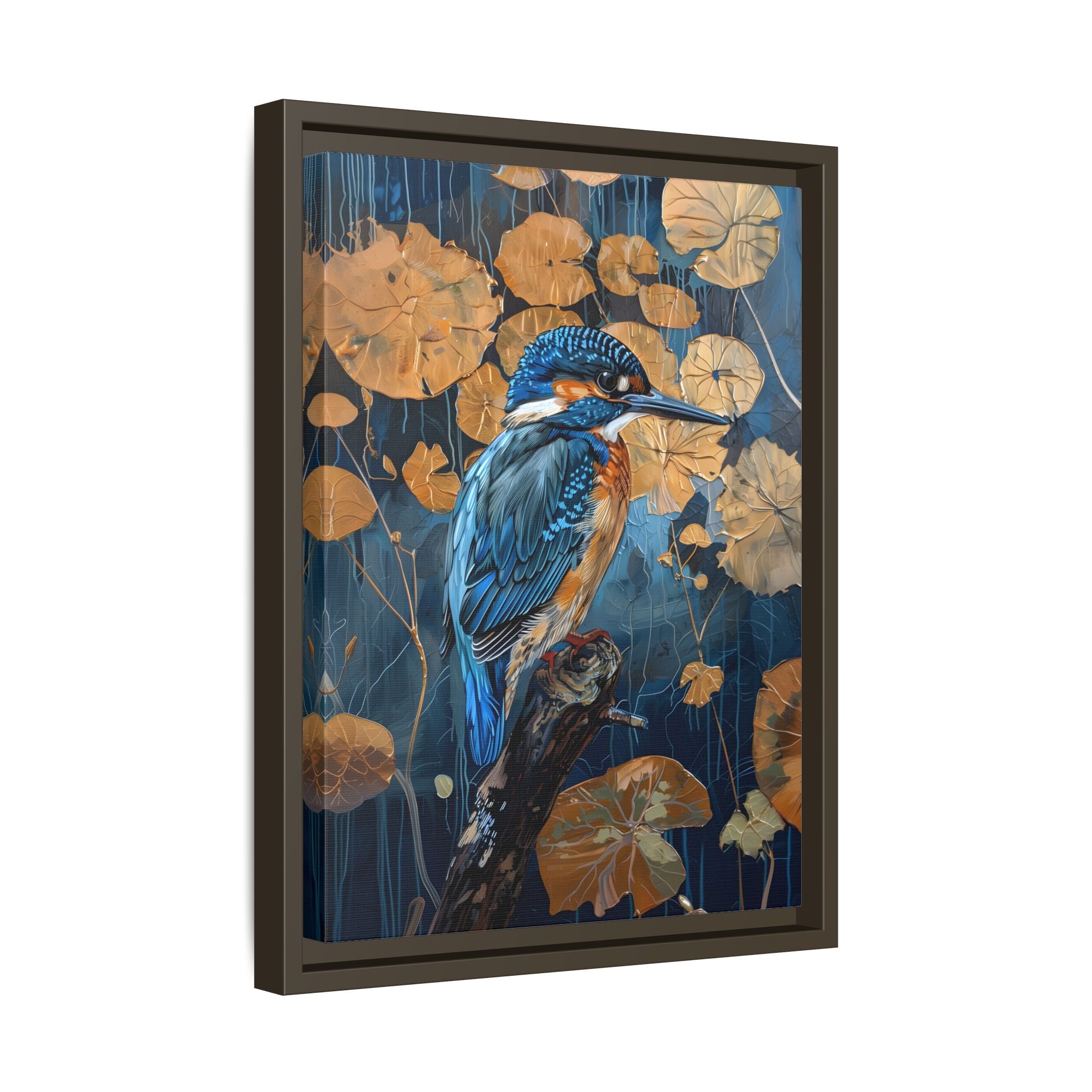 Framed Canvas - Golden Leaves Kingfisher