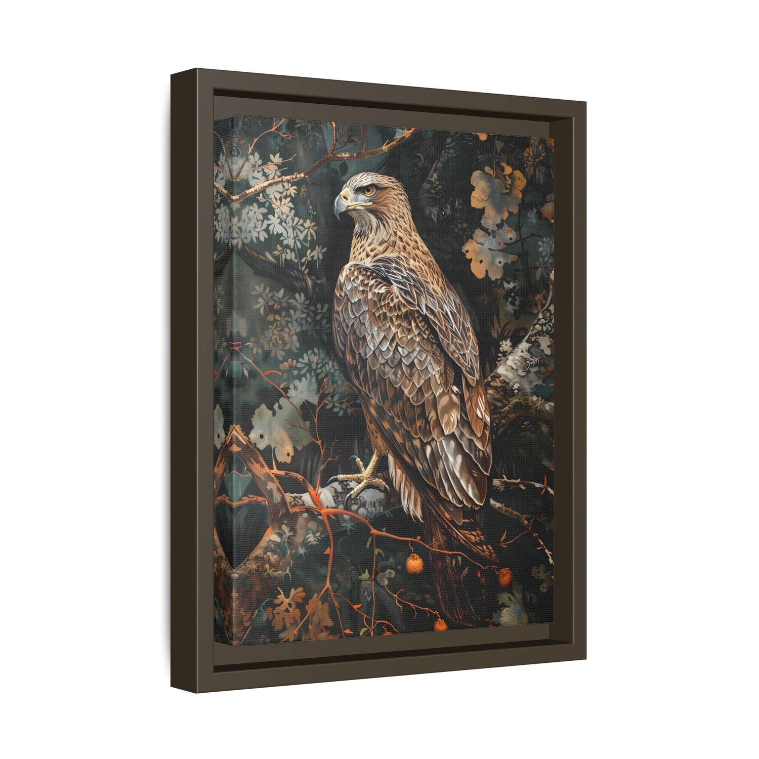 Framed Canvas - Majestic Hawk in Autumn