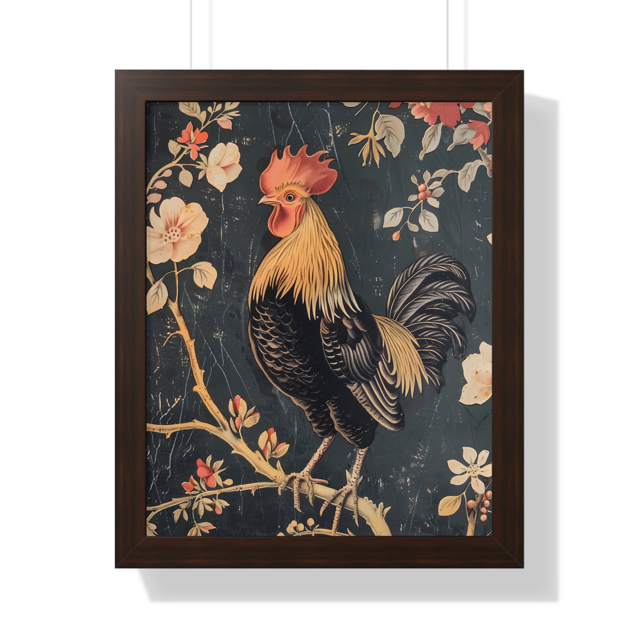 Framed Paper Print - Blooming Rooster Glory