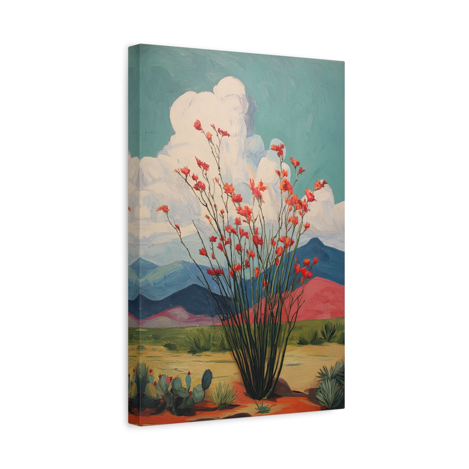 1.25" Matte Canvas - Ocotillo Cactus Desert Bloom