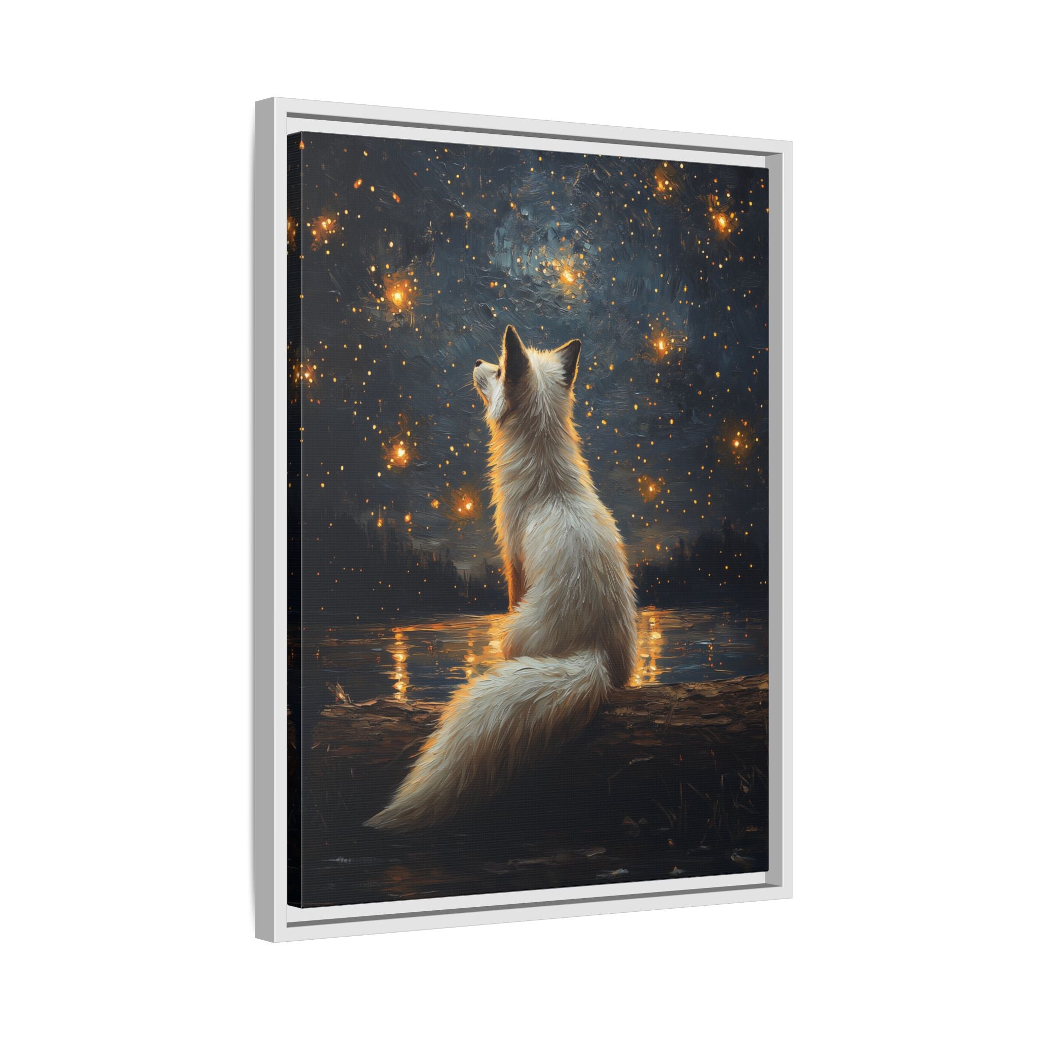 Framed Canvas - Stargazing Fox Reverie