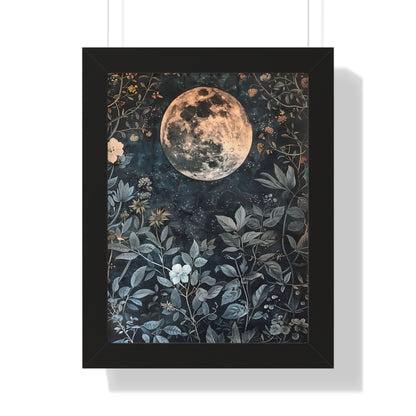 Framed Paper Print - Midnight Moonlit Garden